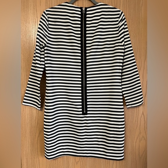 VERONICA BEARD Striped Dress | Size 2 | Zip Back Midi Length | Black White - Picture 2 of 11